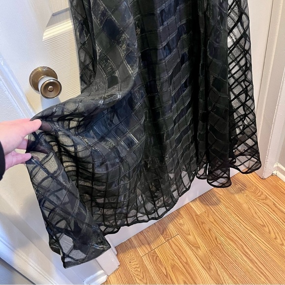 NWT Ocean Drive Black long Dress maxi sheer evening plaid Women Small elegant - Picture 4 of 11